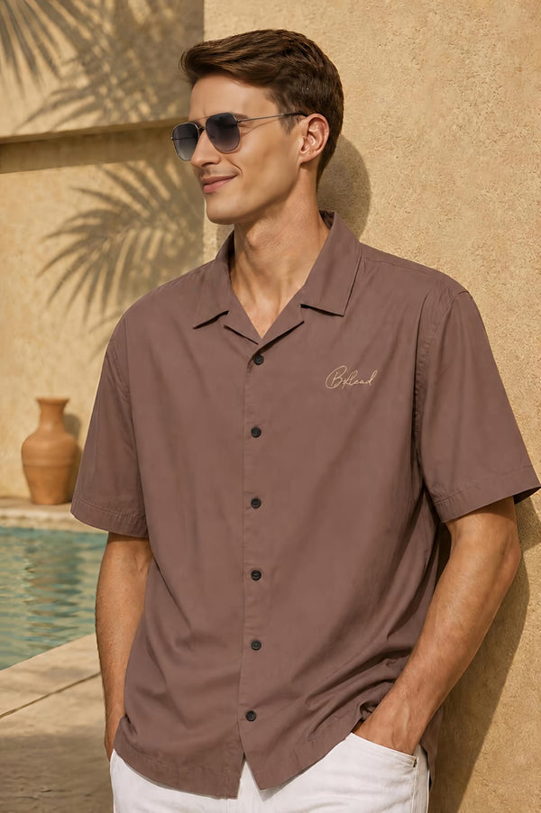 Men Embroidered Oversized Half Sleeve Shirt