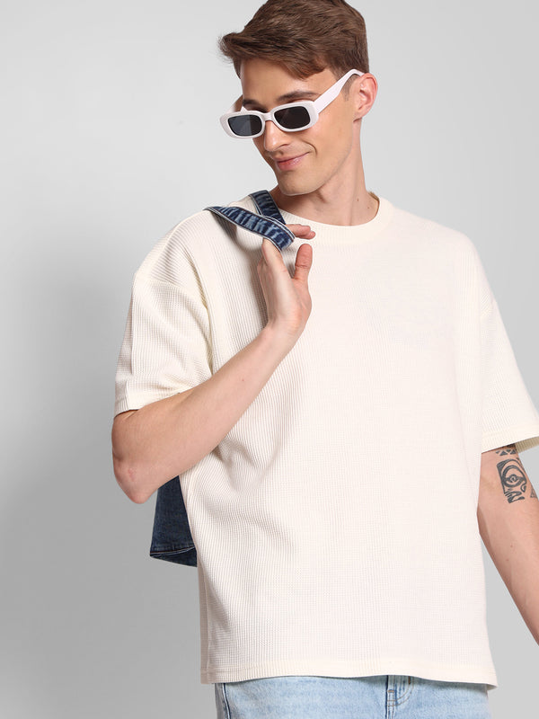 Men Oversized Waffle Knit T-Shirt