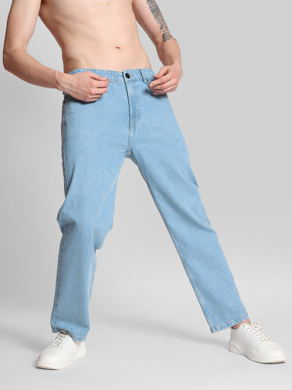 Men Blue Relaxed Embellished Jeans