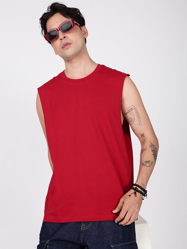 Men Round Neck Relaxed Fit Cotton T-Shirt