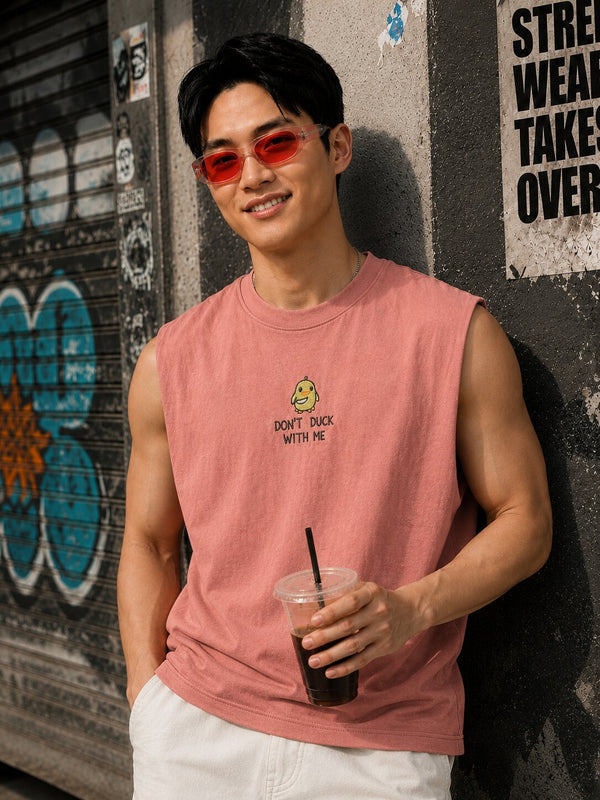 Men Relaxed fit Embroidered Sleeveless T-shirt