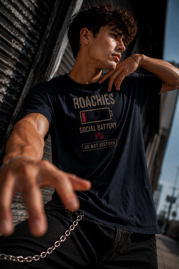 Men Navy Graphic Oversized Half sleeves T-Shirt