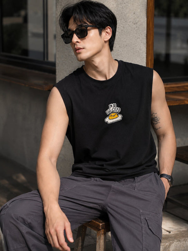 Men Relaxed fit Embroidered Sleeveless T-shirt