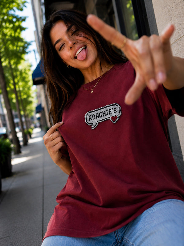 Women Red Badge Embroidered Oversized Half sleeves T-Shirt