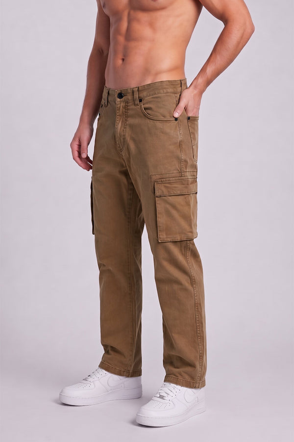 Men Brown Straight fit Cargo trouser