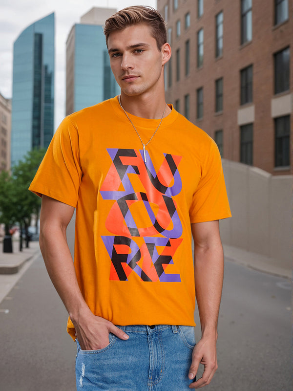 Men Typography Printed Regular Fit Cotton T-shirt