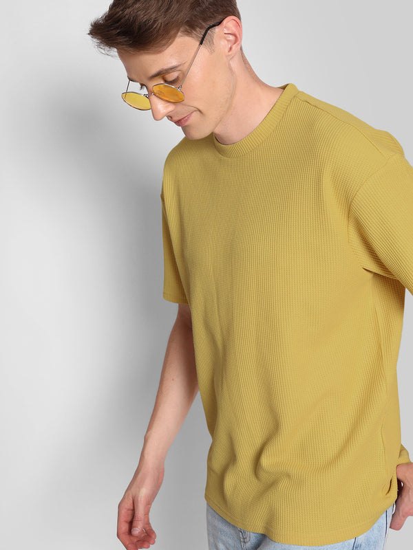 Men Oversized Waffle Textured T-Shirt