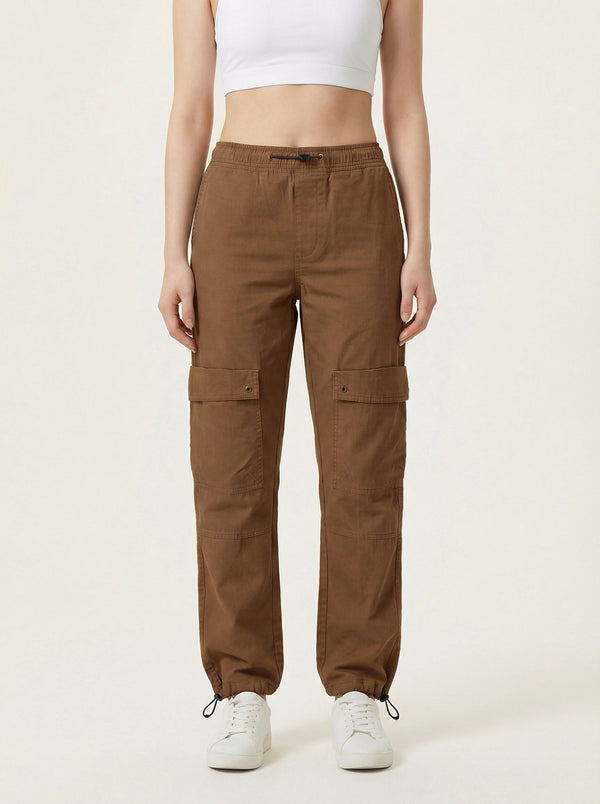 Women Mid-Rise Relaxed Fit Cargo Casual Trouser