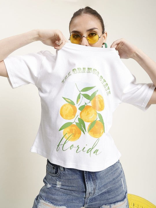 Women White Boxy Fit Oversized T Shirt
